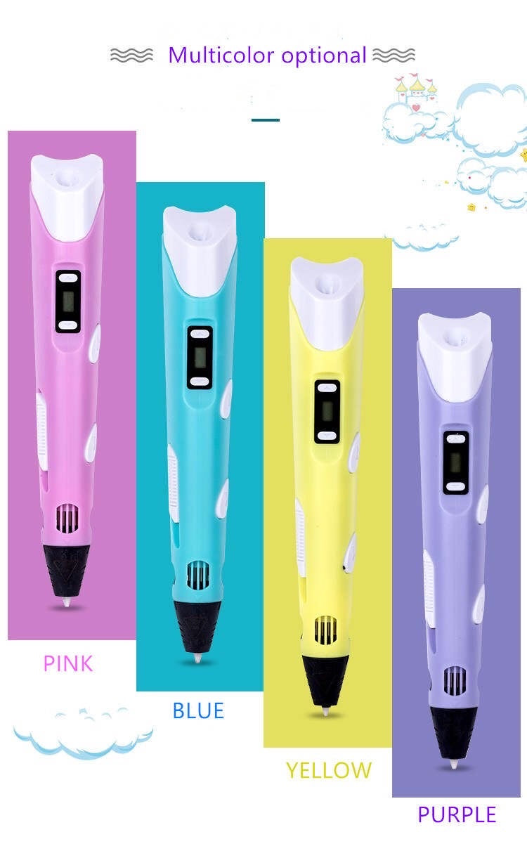 3D Pen- Bolígrafo de impresión 3D con pantalla – Incluye bolígrafo 3D, 3 filamentos de colores material PLA + y cargador