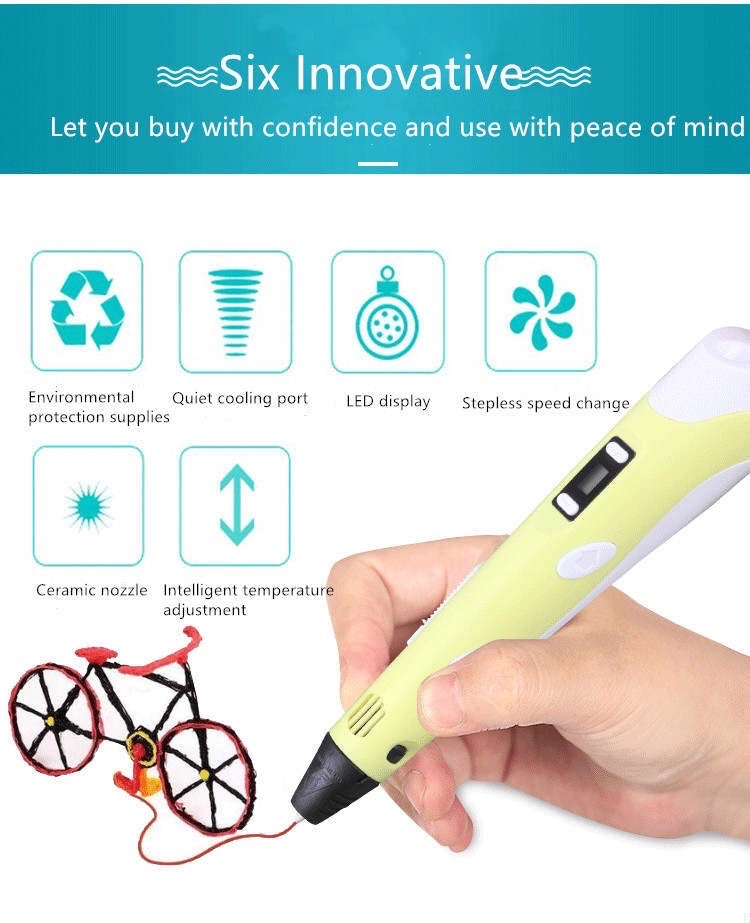 3D Pen- Bolígrafo de impresión 3D con pantalla – Incluye bolígrafo 3D, 3 filamentos de colores material PLA + y cargador